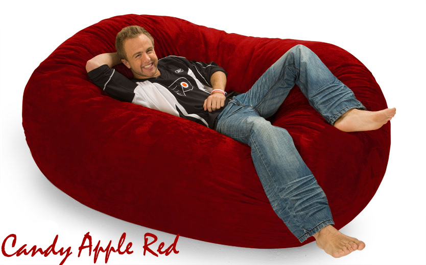 6 ft. Oval Bean Bag Lounger in Candy Apple Red