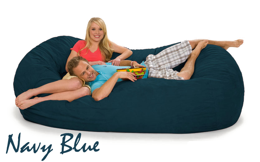 7.5 ft. Oval Bean Bag Lounger in Navy Blue color