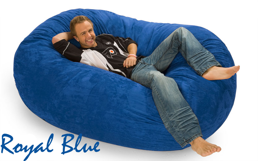 6 ft. Oval Bean Bag Lounger in Royal Blue