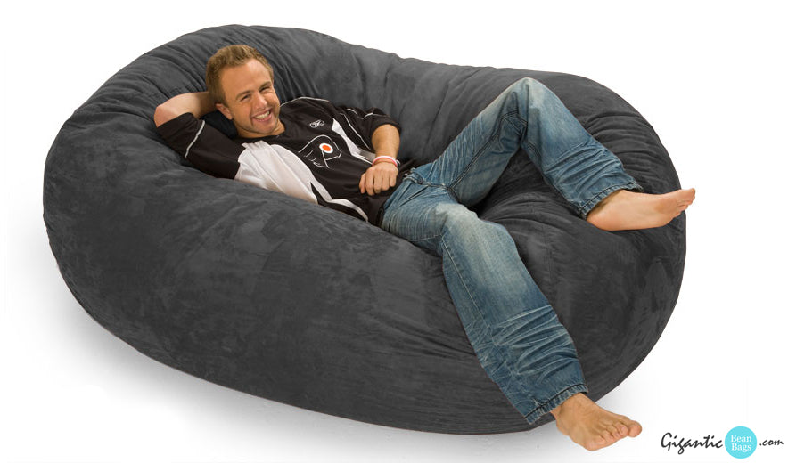 6 ft Gray Oval Bean Bag Lounger