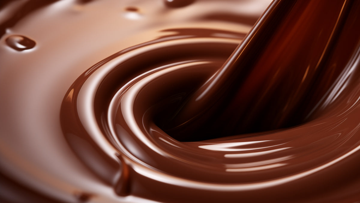Pouring warm chocolate, representing the color brown.