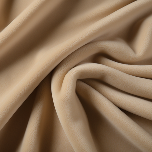 Cookie Dough colored microsuede fabric swatch that has been scrunched up to show the texture.