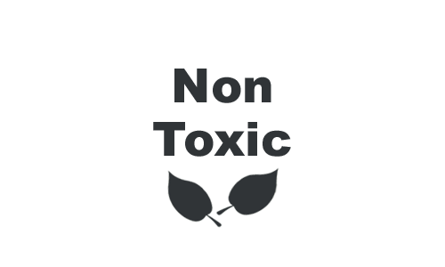 Icon with text that reads "Non Toxic" with two little leaves underneath.