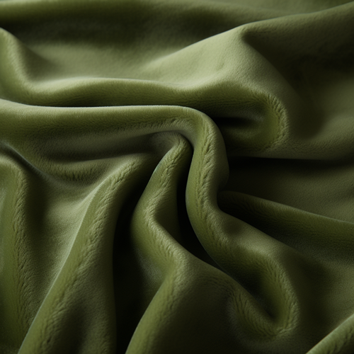 A close up shot showing the fabric used for the "Italia Olive" green covers.