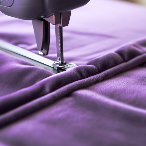 Purple cover being sewn