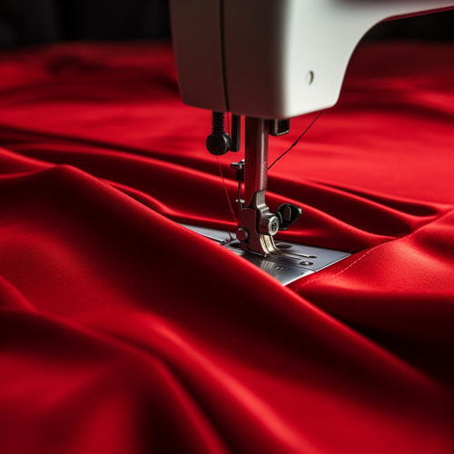 Sewing a red bean bag cover