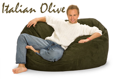 5 ft. Oval Bean Bag Lounger in Italian Olive Green