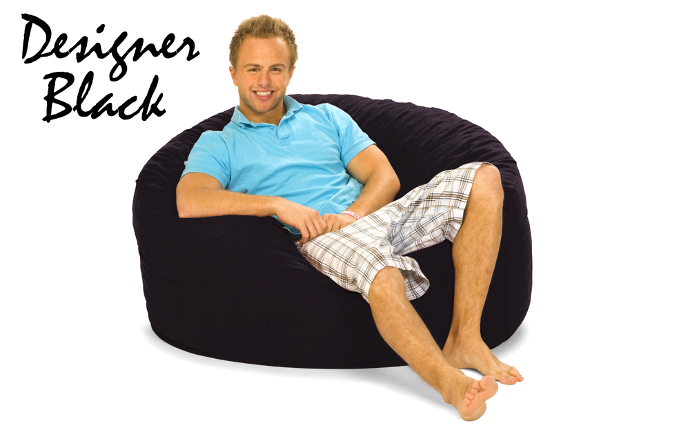 4 ft. Round Bean Bag in Designer Black