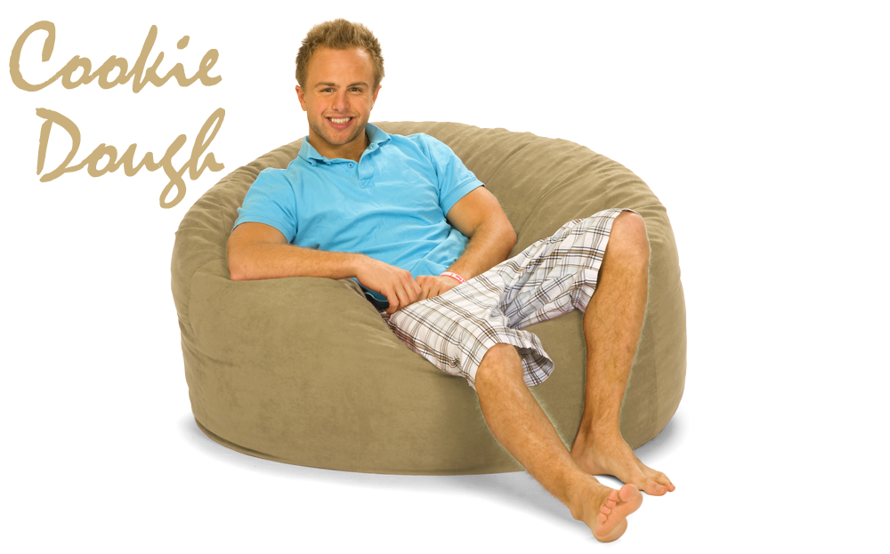 4 ft. Round Bean Bag in Cookie Dough Tan