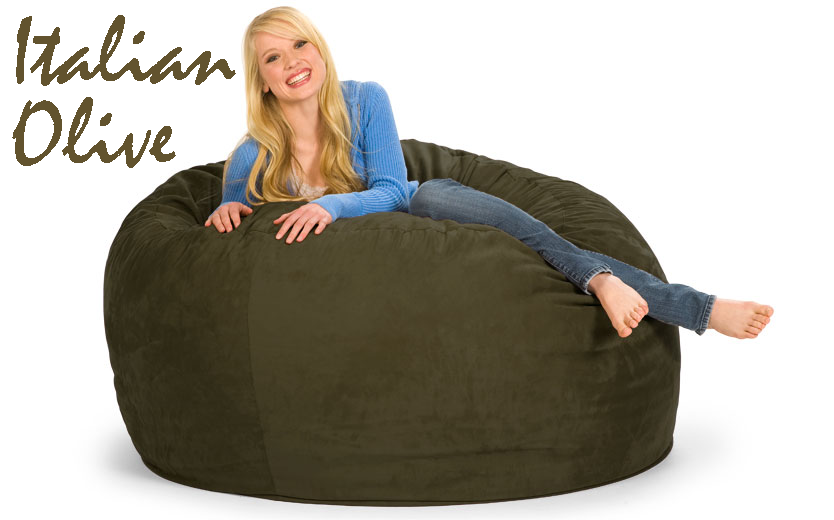 5 ft. Round Bean Bag in Italian Olive green