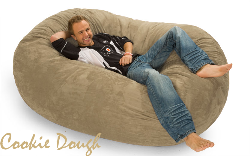 6 ft. Oval Bean Bag Lounger in Cookie Dough (Tan)