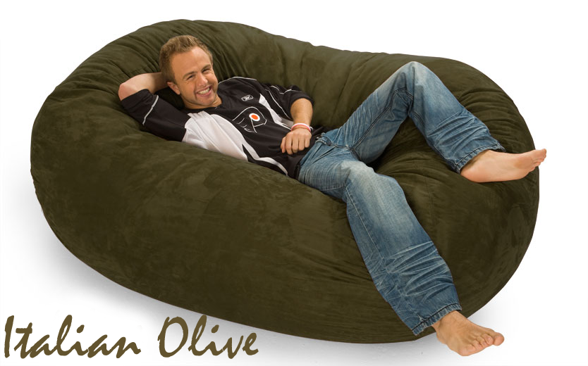 6 ft. Oval Bean Bag Lounger in Italian Olive green