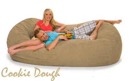 7.5 ft. Oval Bean Bag Lounger in Cookie Dough color