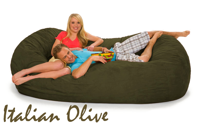 7.5 ft. Oval Bean Bag Lounger in Italian Olive green color