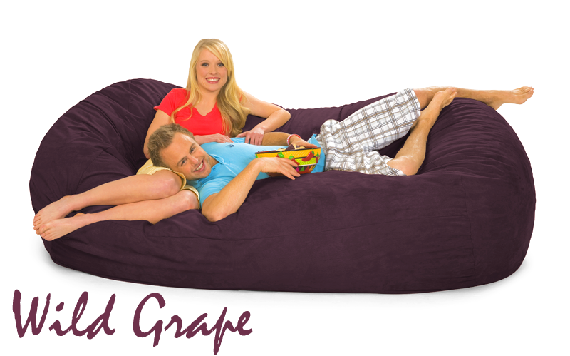 7.5 ft. Oval Bean Bag Lounger in Wild Grape purple color