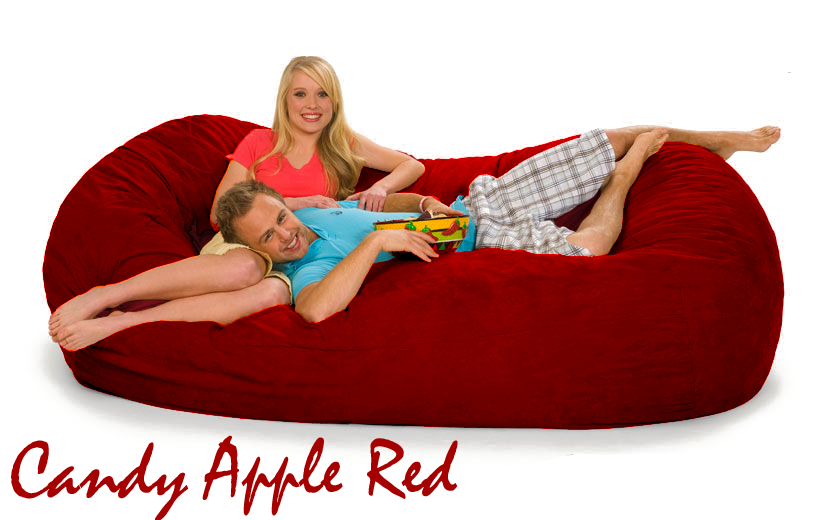7.5 ft. Oval Bean Bag Lounger in Candy Apple Red color