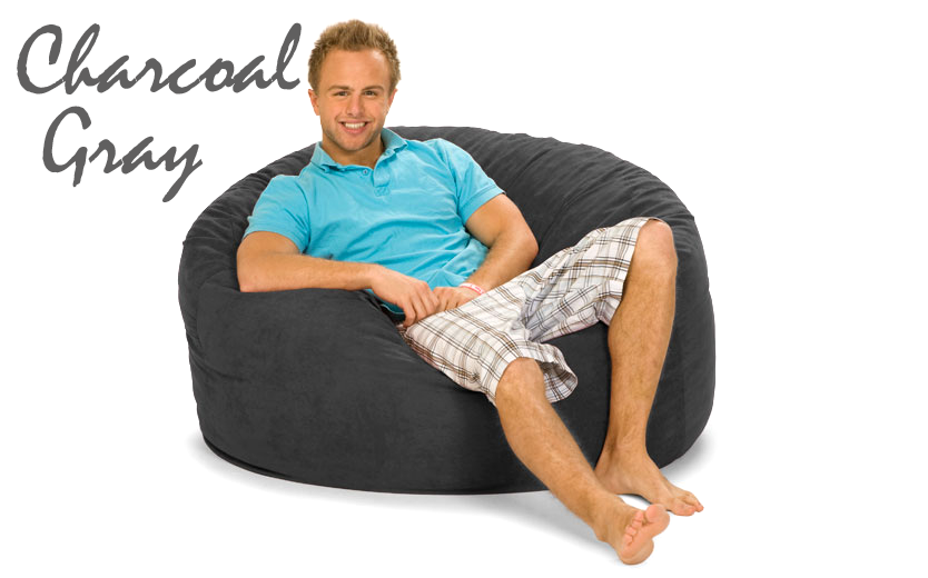 4 ft. Round Bean Bag in Charcoal Gray