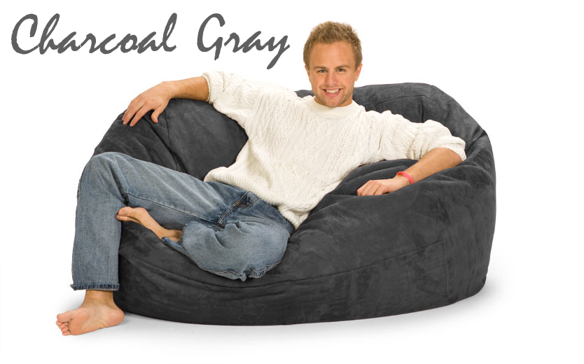 5 ft. Oval Bean Bag Lounger in Charcoal Gray