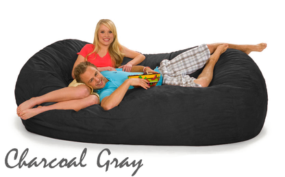 7.5 ft. Oval Bean Bag Lounger in Charcoal Gray color