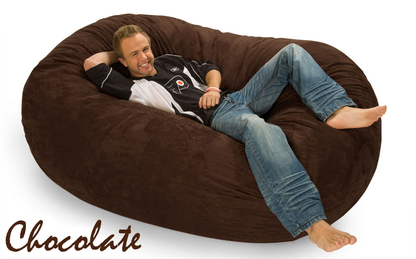 6 ft. Oval Bean Bag Lounger in Chocolate brown color.