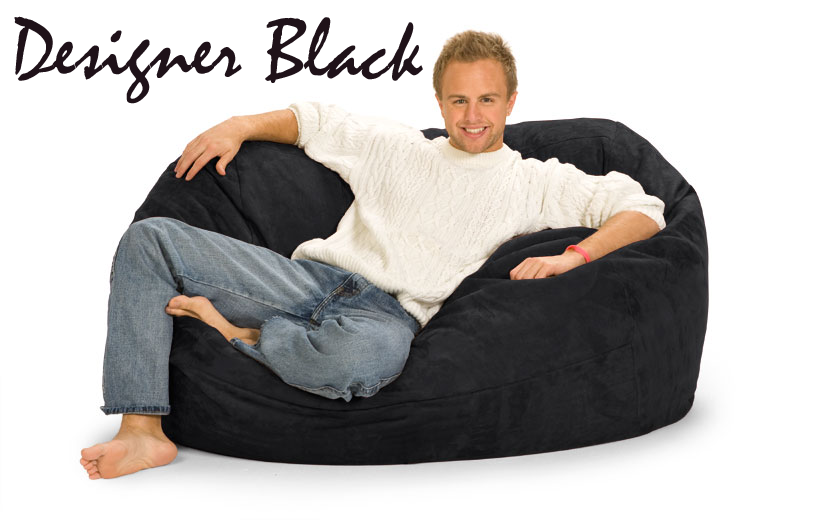 5 ft. Oval Bean Bag Lounger in Designer Black