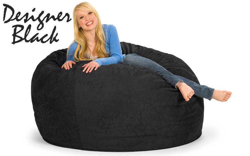 5 ft. Round Bean Bag in Designer Black