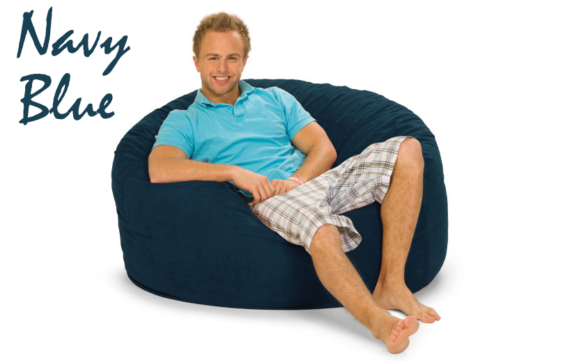 4 ft. Round Bean Bag in Navy Blue