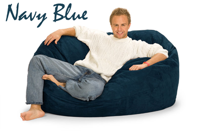 5 ft. Oval Bean Bag Lounger in Navy Blue