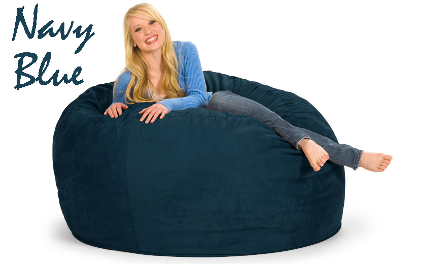 5 ft. Round Bean Bag in Navy Blue