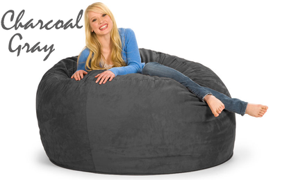 5 ft. Round Bean Bag in Charcoal Gray