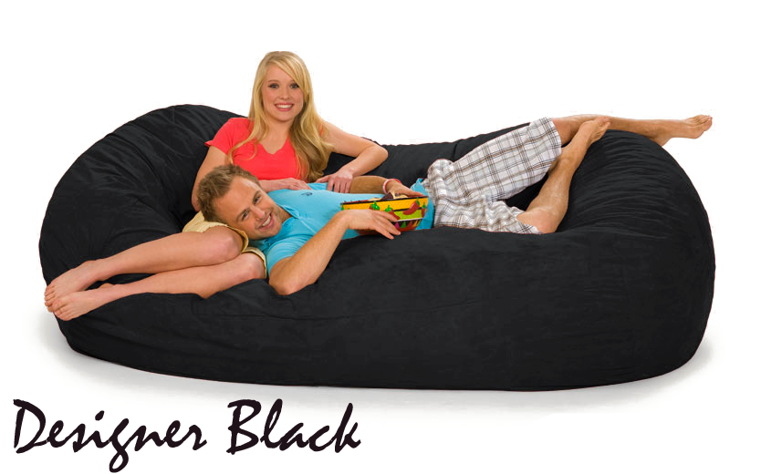 7.5 ft. Oval Bean Bag Lounger in Designer Black color
